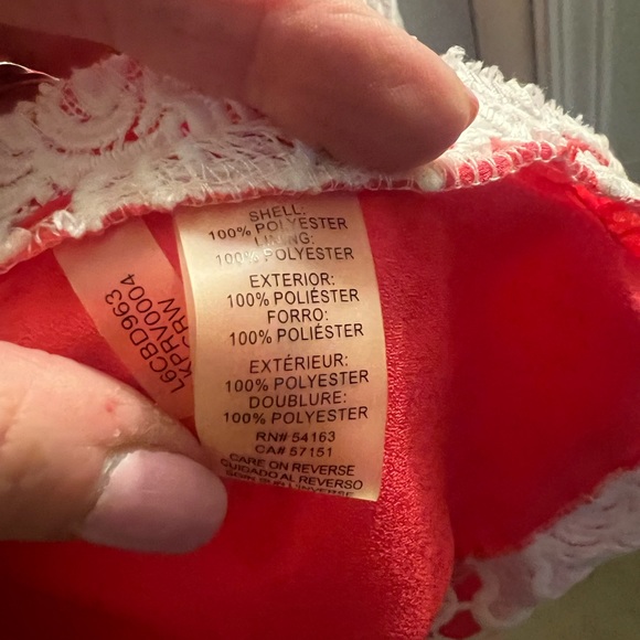 Karl Lagerfeld Crochet Lace Overlay Coral Fit Flare Wedding Guest Dress NICE! - Picture 5 of 11